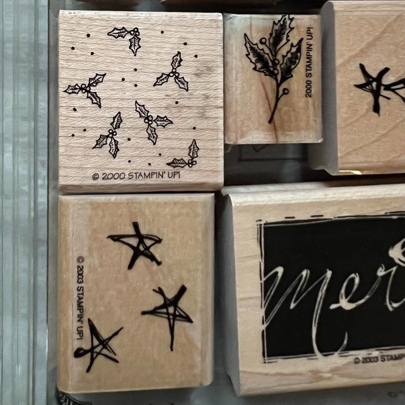 Stampin’ Up! Vintage 2000 & 2003 Christmas Holiday Sprit Stamp Set Of 9 Stamps - Picture 4 of 14